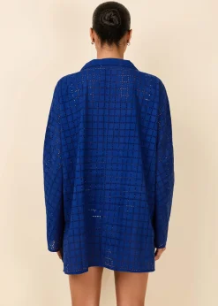 Alba Tunic Grid Eyelet Maritime Navy