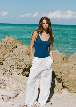Delaney Pant Grid Eyelet Optic White