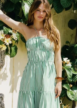 Jodie Dress Washed Green / Optic White Stripe