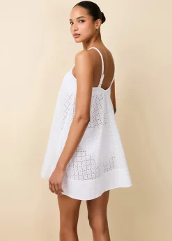 Lindsay Dress Grid Eyelet Optic White