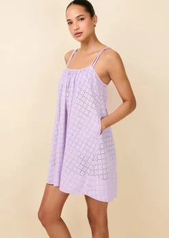 Lindsay Dress Grid Eyelet Lavender